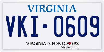 VA license plate VKI0609