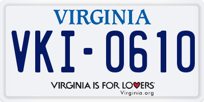 VA license plate VKI0610