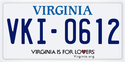 VA license plate VKI0612