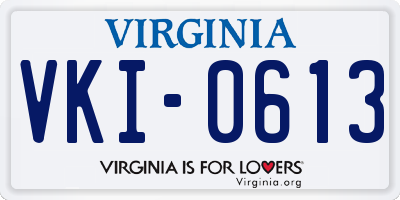 VA license plate VKI0613
