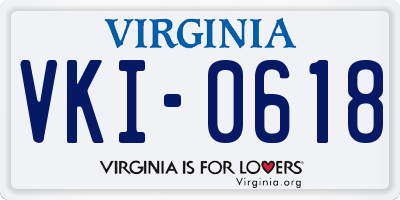 VA license plate VKI0618