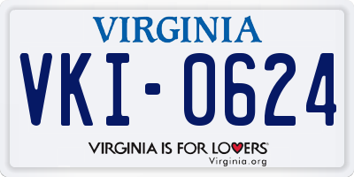 VA license plate VKI0624