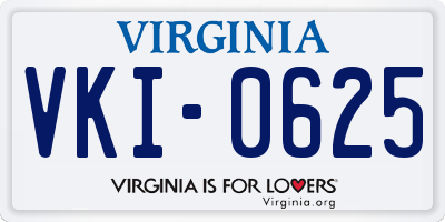 VA license plate VKI0625