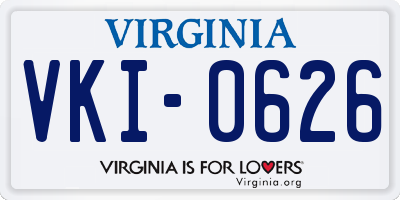 VA license plate VKI0626