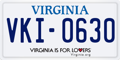 VA license plate VKI0630