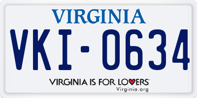 VA license plate VKI0634