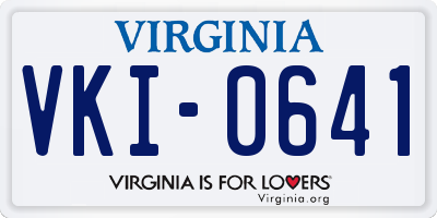 VA license plate VKI0641