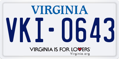 VA license plate VKI0643