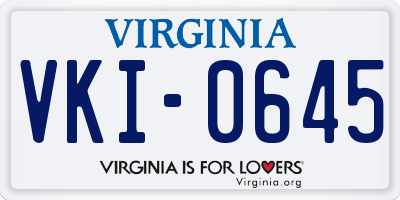 VA license plate VKI0645
