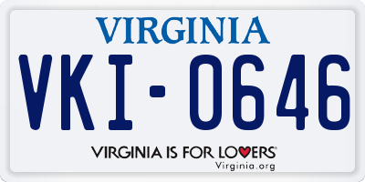 VA license plate VKI0646