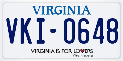 VA license plate VKI0648