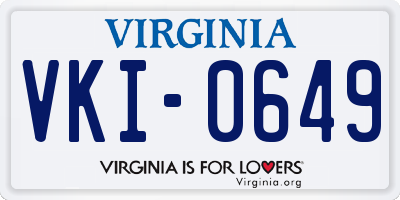 VA license plate VKI0649