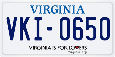 VA license plate VKI0650