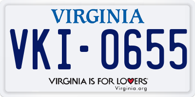 VA license plate VKI0655