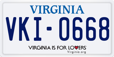VA license plate VKI0668