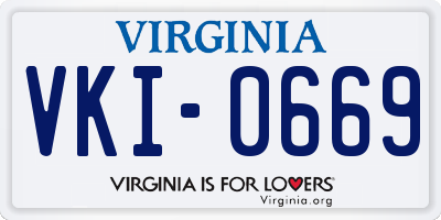 VA license plate VKI0669