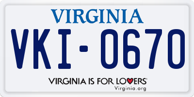 VA license plate VKI0670