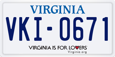 VA license plate VKI0671