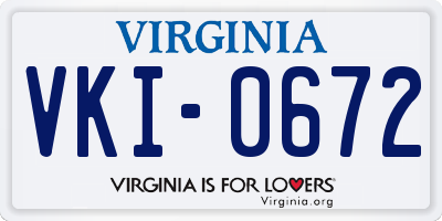 VA license plate VKI0672