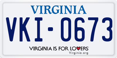 VA license plate VKI0673
