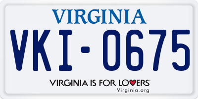 VA license plate VKI0675