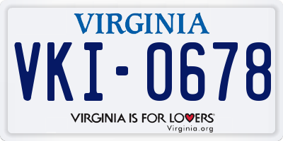 VA license plate VKI0678