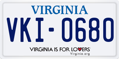 VA license plate VKI0680