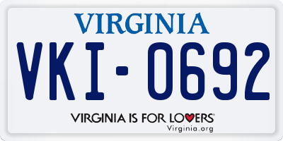VA license plate VKI0692