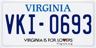 VA license plate VKI0693
