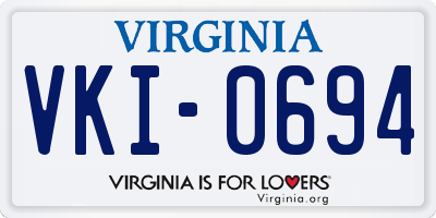 VA license plate VKI0694