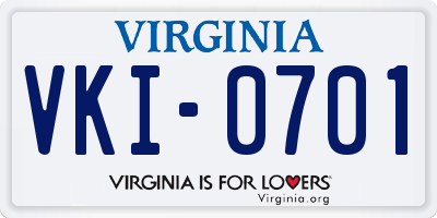 VA license plate VKI0701