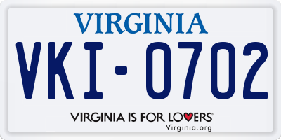 VA license plate VKI0702