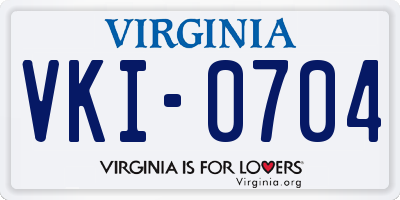 VA license plate VKI0704