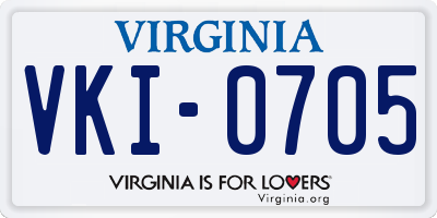 VA license plate VKI0705