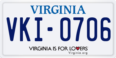 VA license plate VKI0706