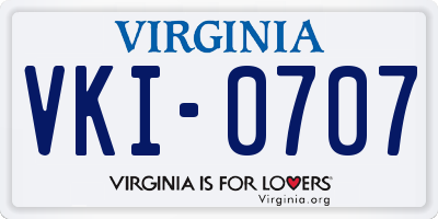 VA license plate VKI0707