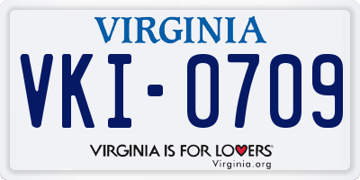 VA license plate VKI0709