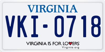 VA license plate VKI0718