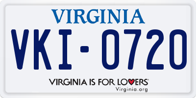 VA license plate VKI0720