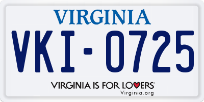 VA license plate VKI0725