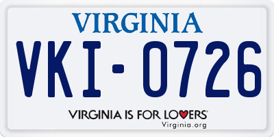 VA license plate VKI0726