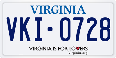 VA license plate VKI0728