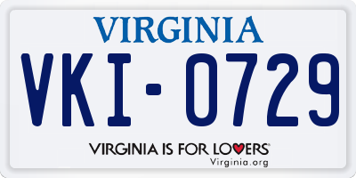 VA license plate VKI0729