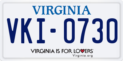 VA license plate VKI0730