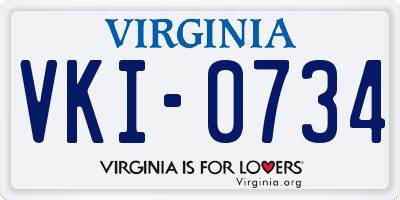 VA license plate VKI0734