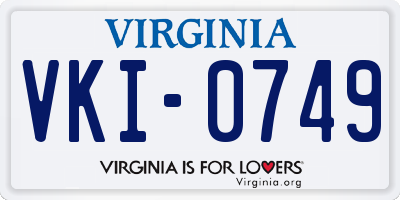 VA license plate VKI0749