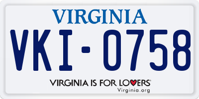 VA license plate VKI0758