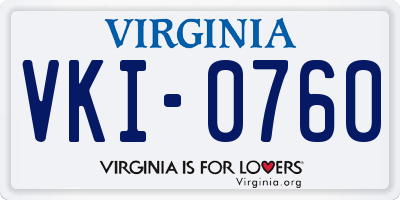 VA license plate VKI0760