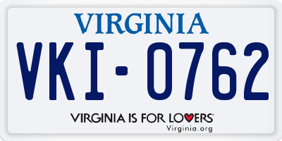 VA license plate VKI0762