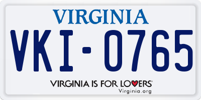 VA license plate VKI0765